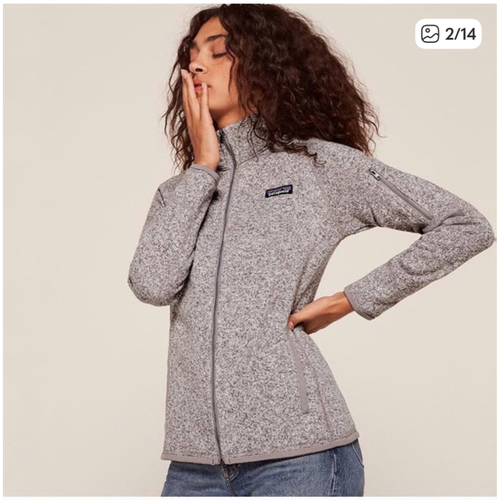 Patagonia Light Gray Heathered Full-Zip Ski Fleece Jacket